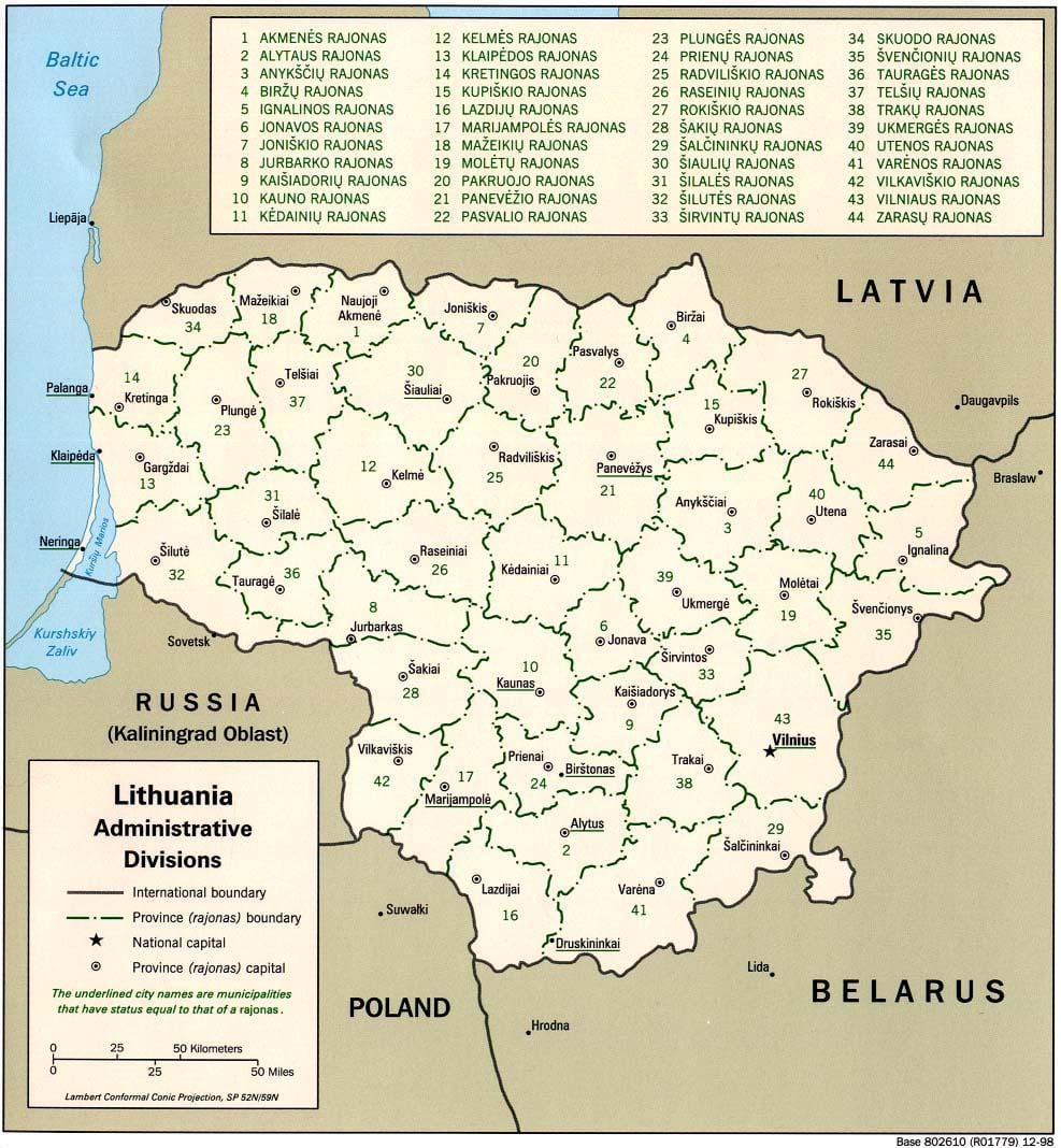 Žemėlapis žemėlapis, Lietuvos miestų