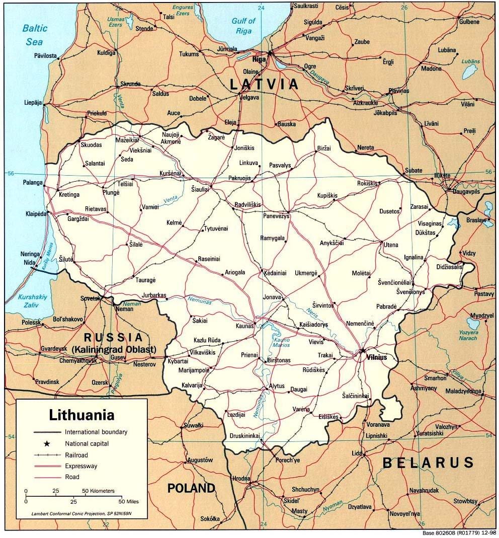 žemėlapis, kuriame Lietuva