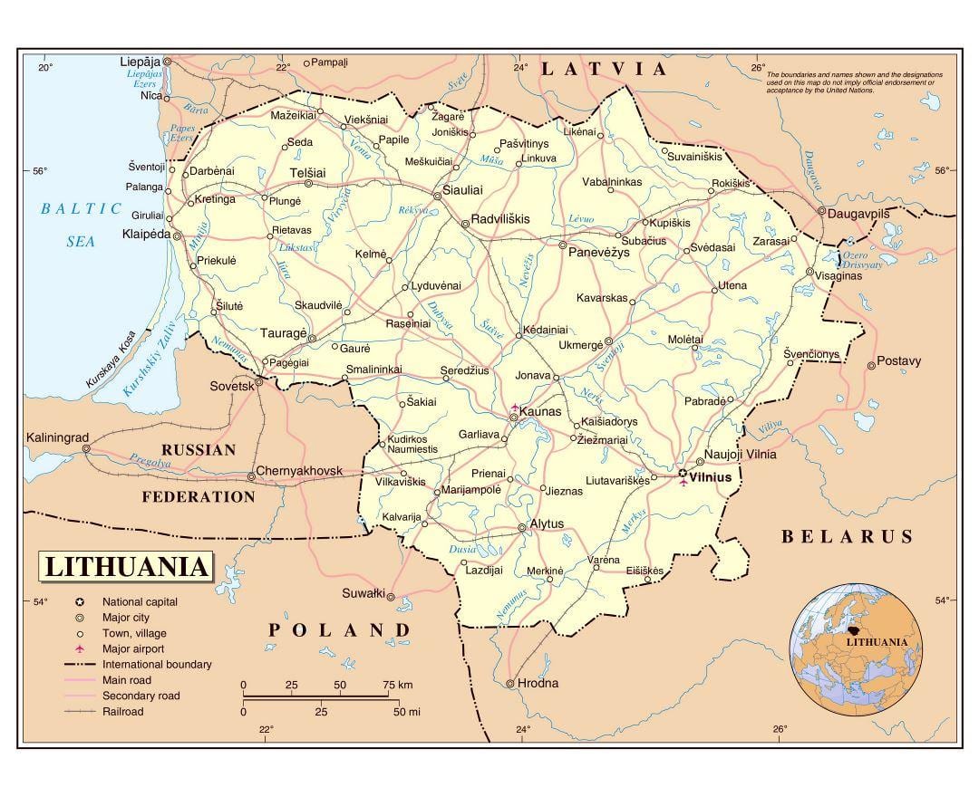 Lietuvos žemėlapis, oro uostai