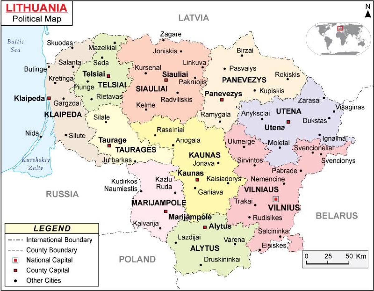 Lietuvos žemėlapis politinė