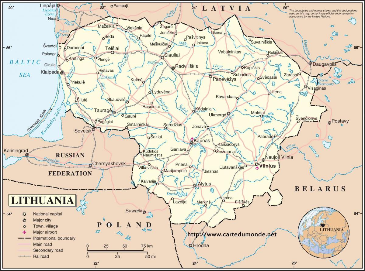 Lietuvos žemėlapis šalį